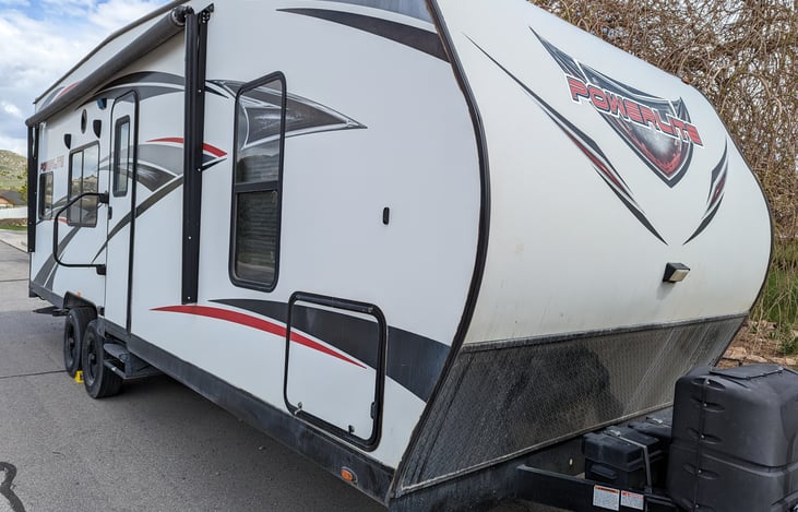 Electric awning.  Large door rail.