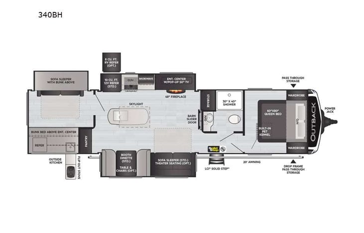 Representative floor plan provided by a trusted RVshare partner.