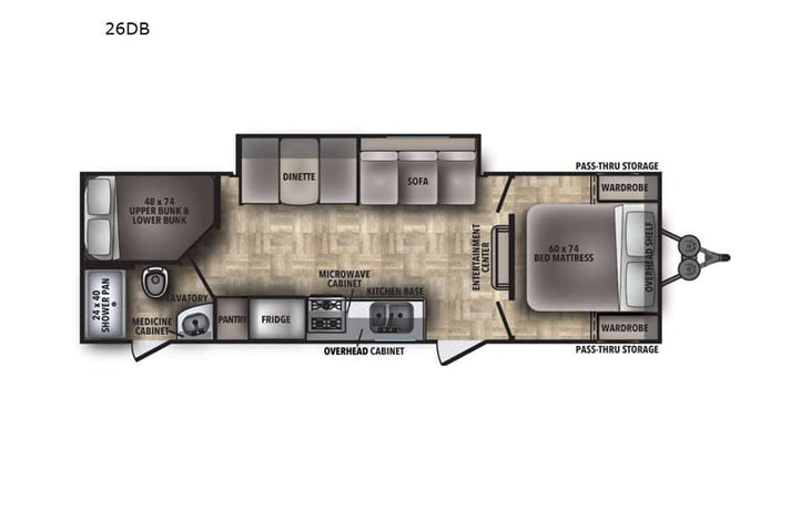 Representative floor plan provided by a trusted RVshare partner.