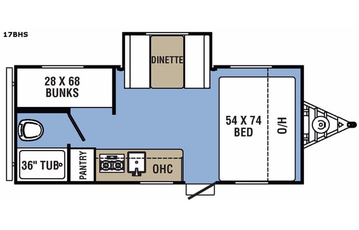 Representative floor plan provided by a trusted RVshare partner.