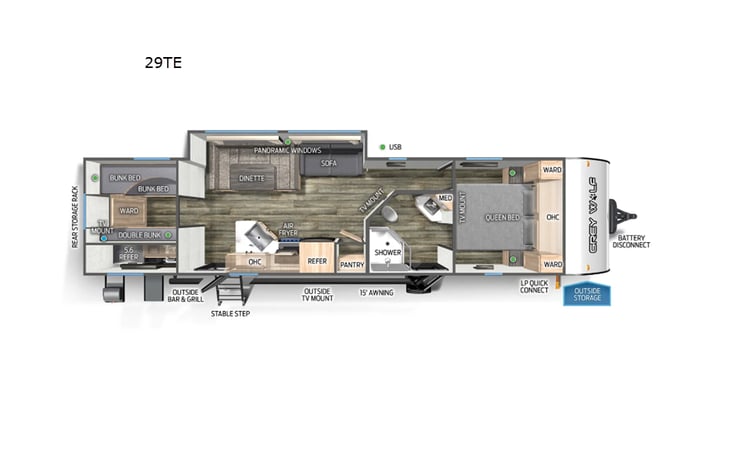 Representative floor plan provided by a trusted RVshare partner.