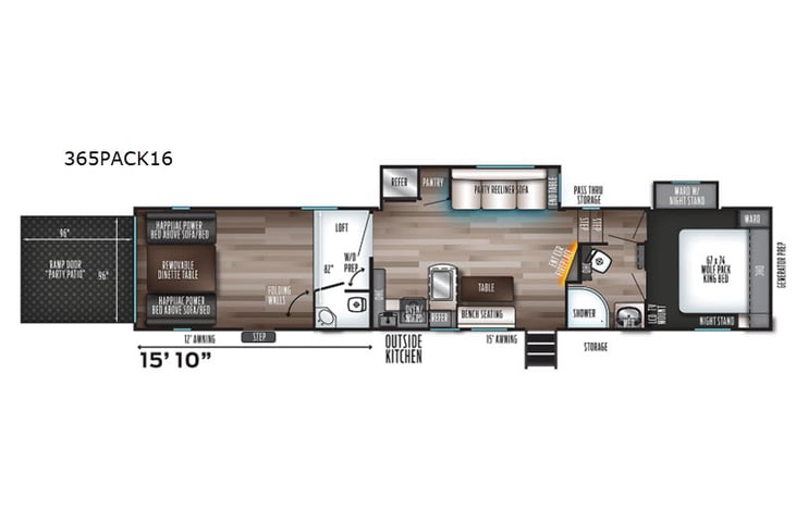 Representative floor plan provided by a trusted RVshare partner.