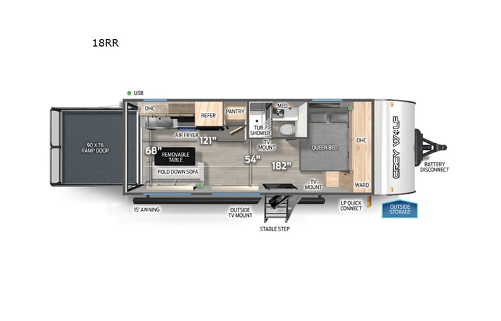 Representative floor plan provided by a trusted RVshare partner.