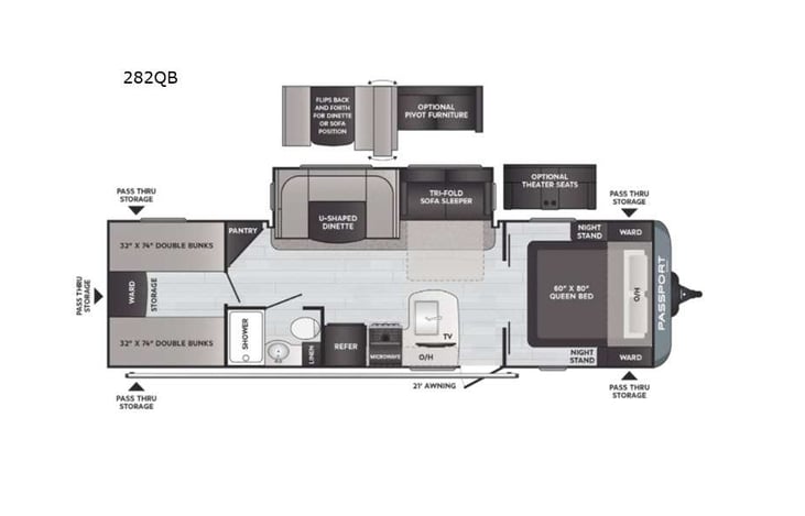 Representative floor plan provided by a trusted RVshare partner.