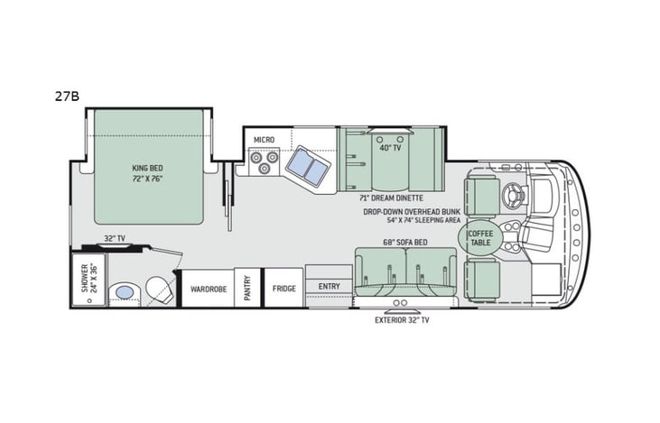 Representative floor plan provided by a trusted RVshare partner.