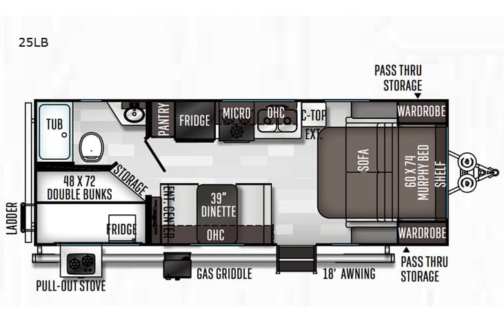 Representative floor plan provided by a trusted RVshare partner.