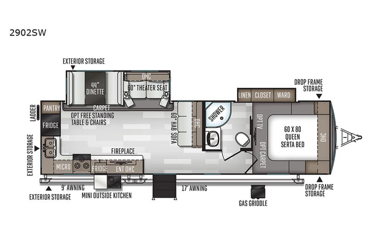 Representative floor plan provided by a trusted RVshare partner.
