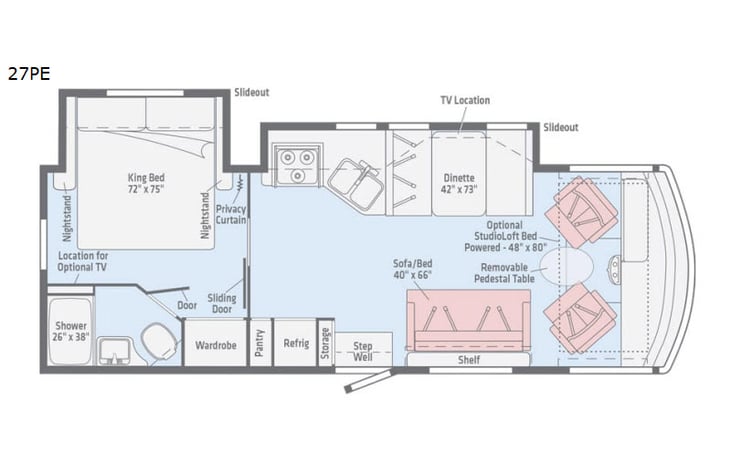 Representative floor plan provided by a trusted RVshare partner.