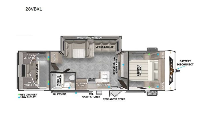 Representative floor plan provided by a trusted RVshare partner.