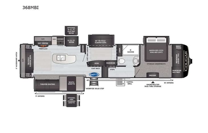 Representative floor plan provided by a trusted RVshare partner.
