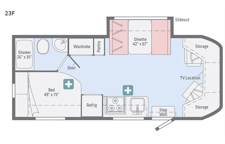 Representative floor plan provided by a trusted RVshare partner.