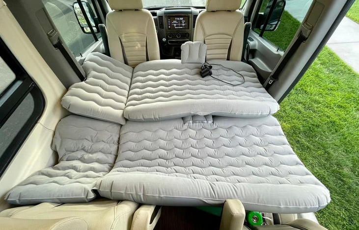 The front area converts to 2 additional sleeping areas. Custom air matters are provided for this area.