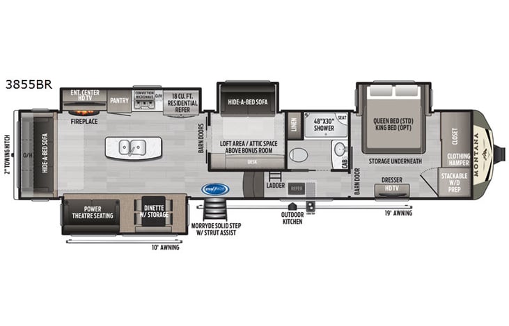 Representative floor plan provided by a trusted RVshare partner.