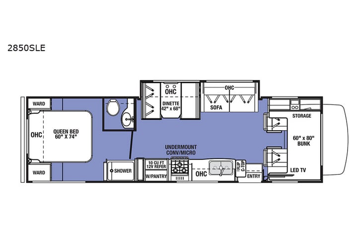 Representative floor plan provided by a trusted RVshare partner.