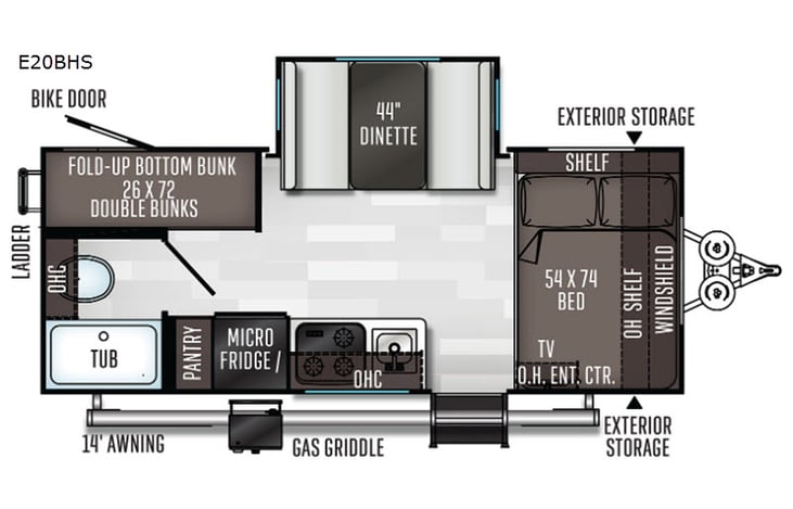 Representative floor plan provided by a trusted RVshare partner.
