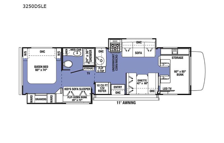 Representative floor plan provided by a trusted RVshare partner.