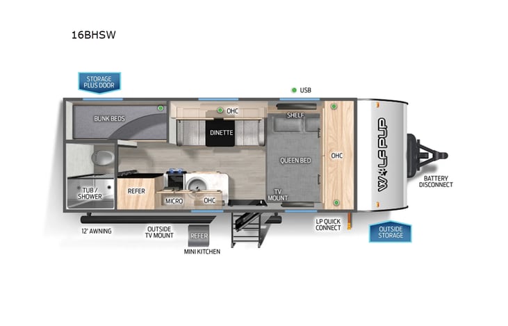 Representative floor plan provided by a trusted RVshare partner.