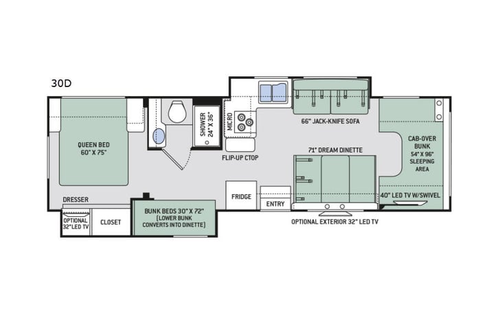 Representative floor plan provided by a trusted RVshare partner.
