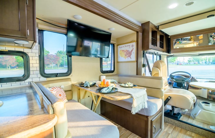 Booth dinette seats 4 comfortably.