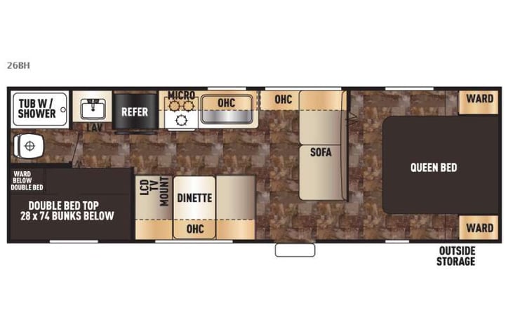 Representative floor plan provided by a trusted RVshare partner.