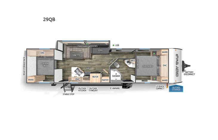 Representative floor plan provided by a trusted RVshare partner.