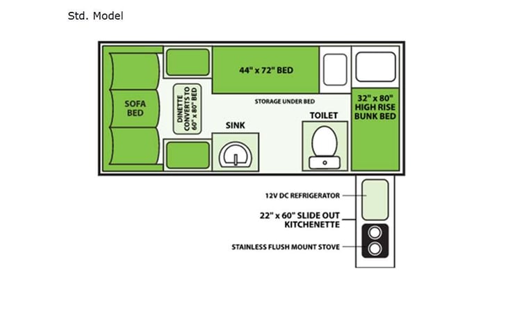 Representative floor plan provided by a trusted RVshare partner.