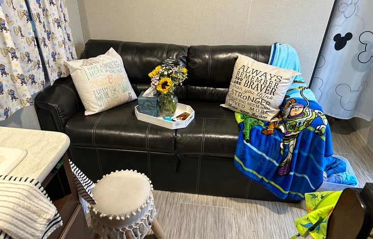 Comfortable seating area. Couch is Storage, bed and relaxing!
couch bed is best suited for kids 1-12. Depending on child size could fit 2. 
Our 2 boys (under 10) like to lay and watch movies.