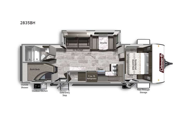 Representative floor plan provided by a trusted RVshare partner.