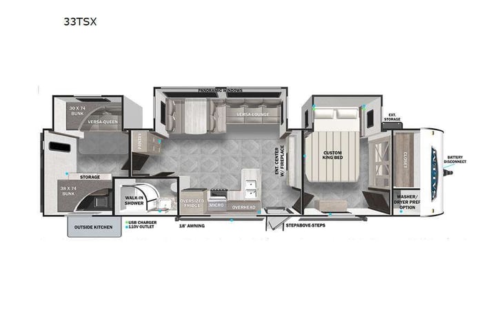 Representative floor plan provided by a trusted RVshare partner.
