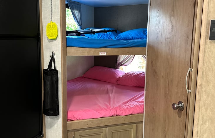 These bunks sleep 2 people in each bed. A set ladder is provided for upper bunk