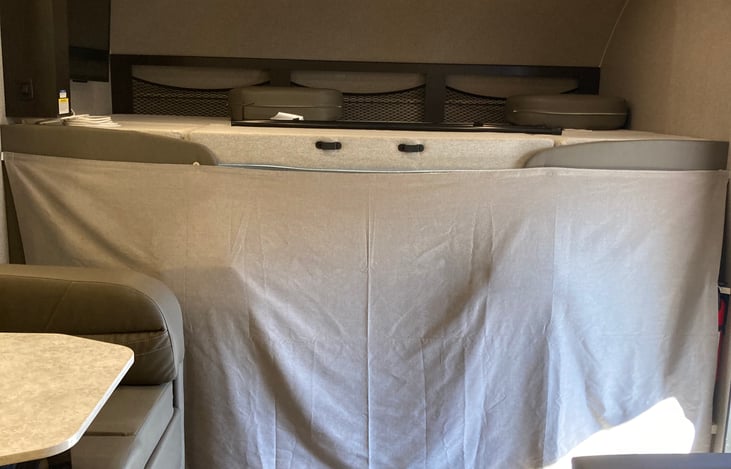 Overcab bed for 2 with television