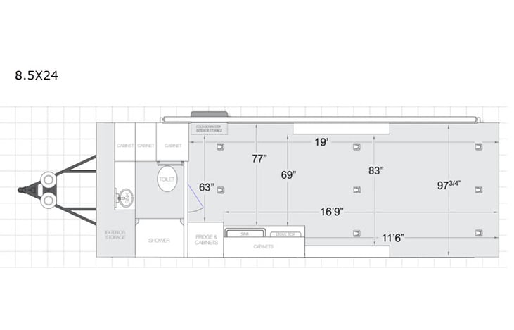 Representative floor plan provided by a trusted RVshare partner.
