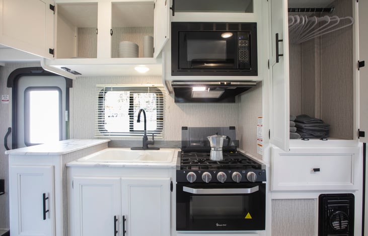 Ample storage in the kitchen and closet