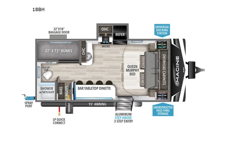 Representative floor plan provided by a trusted RVshare partner.