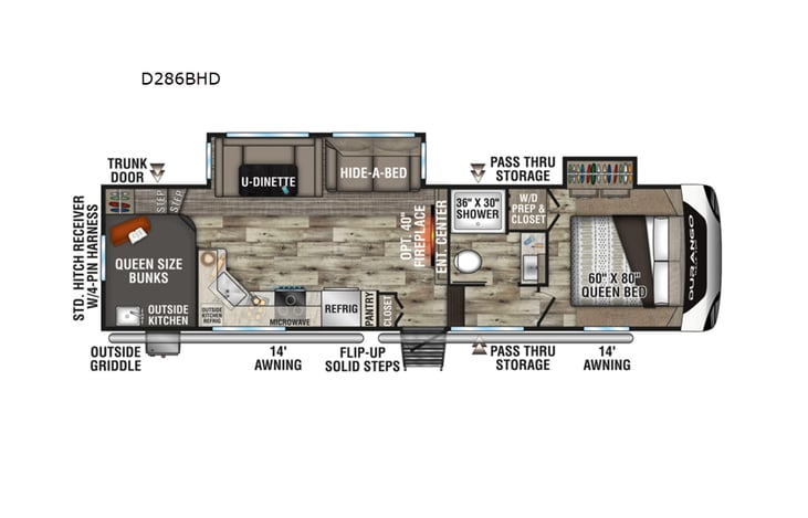 Representative floor plan provided by a trusted RVshare partner.