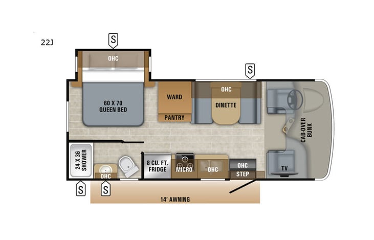 Representative floor plan provided by a trusted RVshare partner.