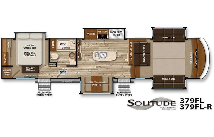 Representative floor plan provided by a trusted RVshare partner.