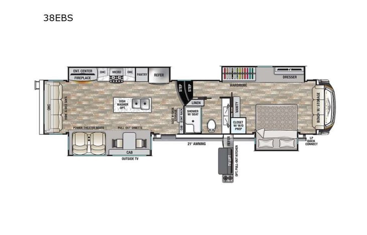 Representative floor plan provided by a trusted RVshare partner.