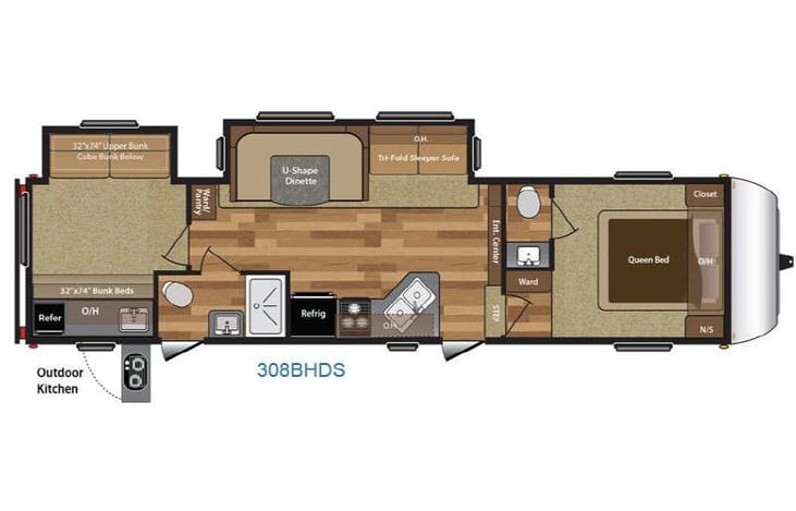 Representative floor plan provided by a trusted RVshare partner.