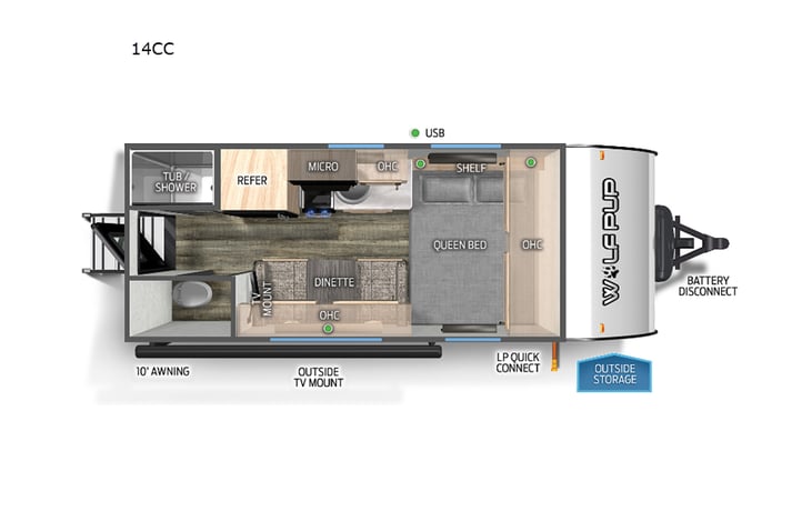 Representative floor plan provided by a trusted RVshare partner.