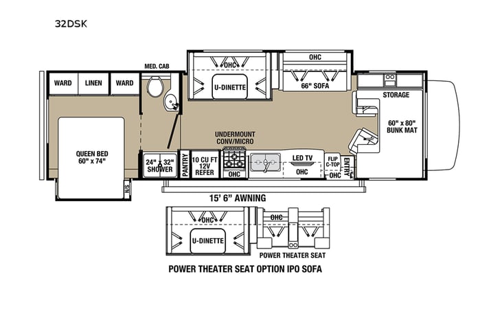 Representative floor plan provided by a trusted RVshare partner.