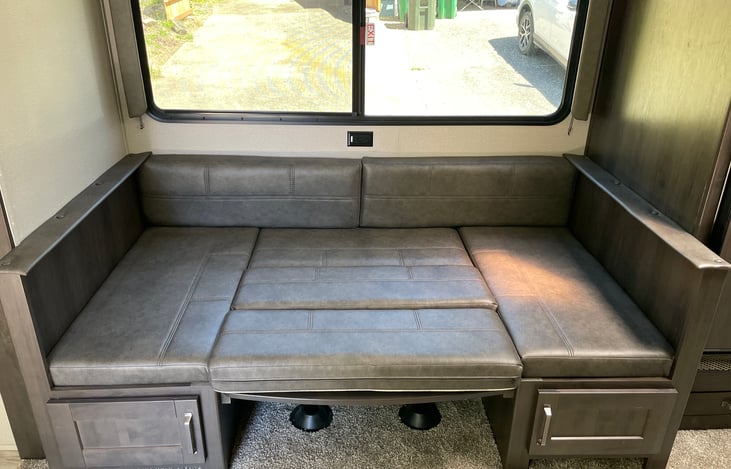 Dinette folded down into a bed