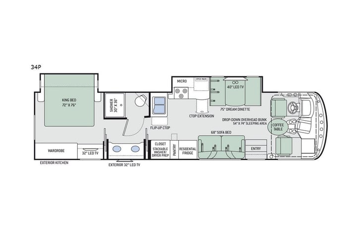 Representative floor plan provided by a trusted RVshare partner.