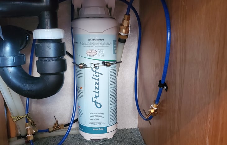 Water purification system for drinking water faucet.