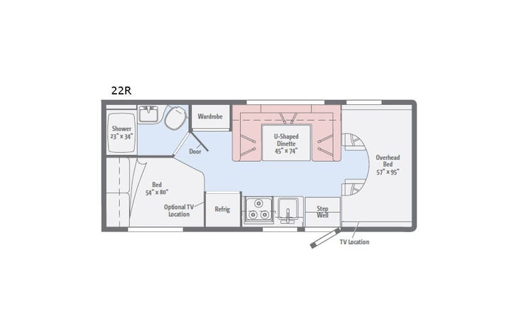 Representative floor plan provided by a trusted RVshare partner.