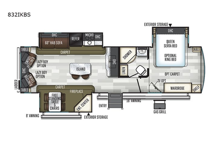 Representative floor plan provided by a trusted RVshare partner.