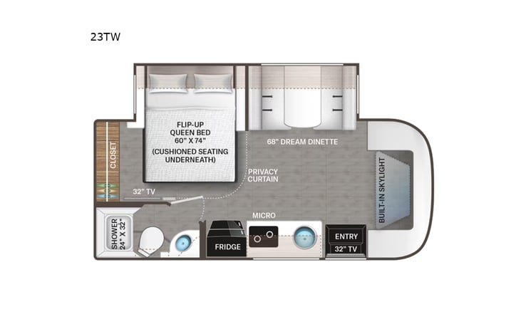 Representative floor plan provided by a trusted RVshare partner.