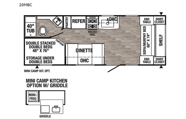 Representative floor plan provided by a trusted RVshare partner.