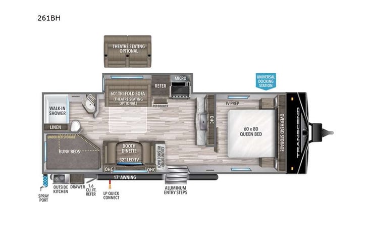 Representative floor plan provided by a trusted RVshare partner.