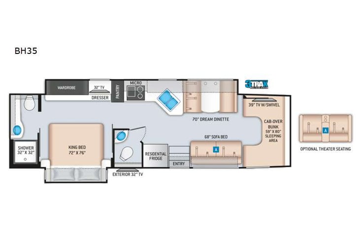 Representative floor plan provided by a trusted RVshare partner.